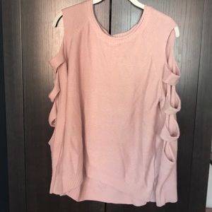 Pink cut out sleeve sweater
